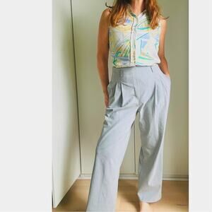 Rachel Zoe Wide leg Trousers Gray Size 6 High Waist Pleats Career Business